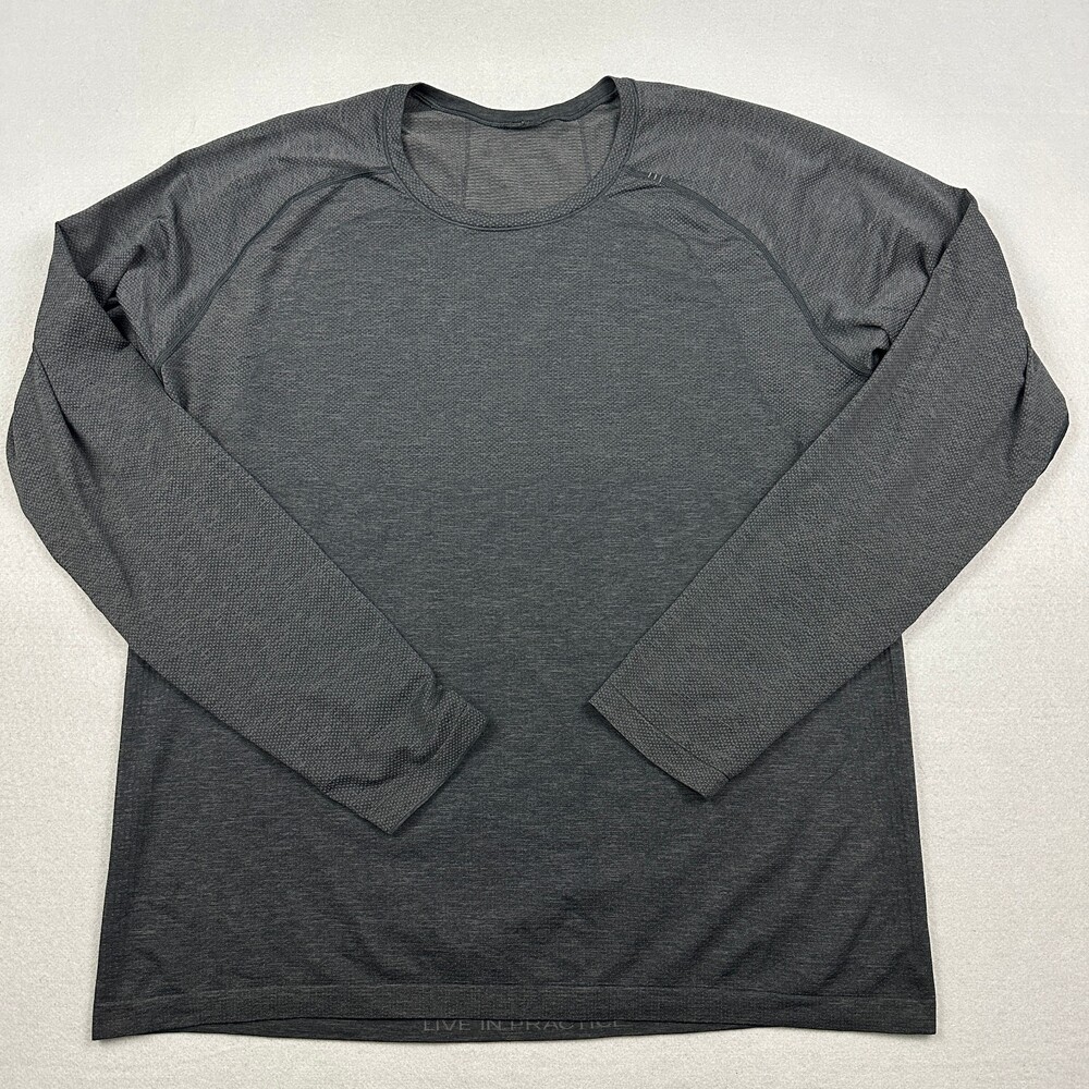 Lululemon Shirt Men 2XL Gray Long Sleeve Seamless Athletic Training Top XXL